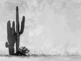 Free photo black and white desert cacti