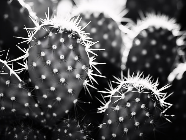 Black and white desert cacti