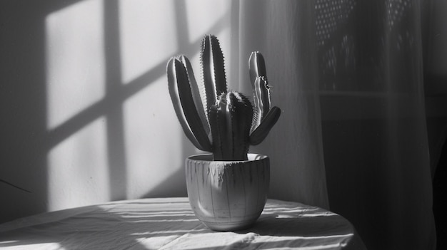 Foto gratuita cactus del deserto bianco e nero
