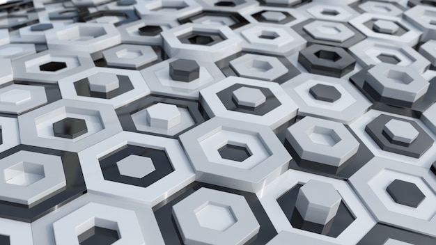 Black and white hexagons