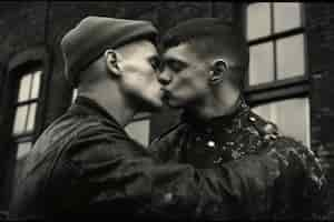 Free photo black and white kissing portrait of couple