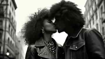 Free photo black and white kissing portrait of couple