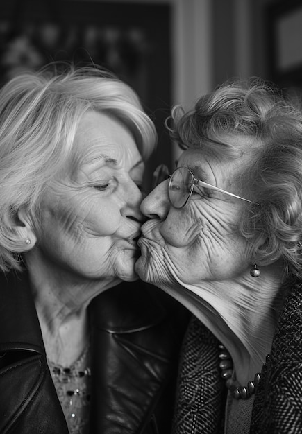 Free photo black and white kissing portrait