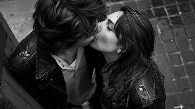 Free photo black and white kissing portrait