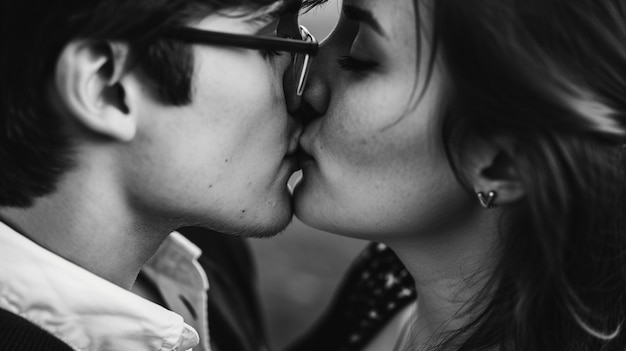 Free photo black and white kissing portrait