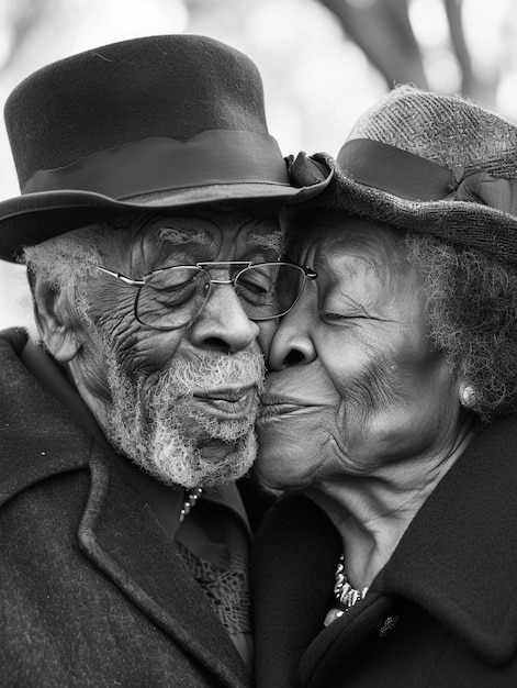 Foto gratuita ritratto di un bacio in bianco e nero.