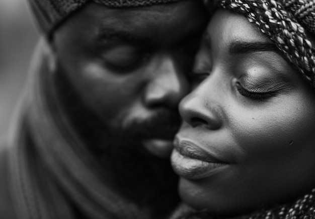 Free photo black and white kissing portrait