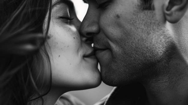 Free photo black and white kissing portrait