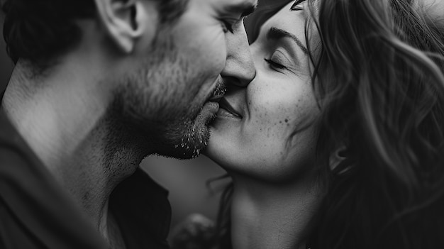 Free photo black and white kissing portrait