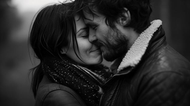 Free photo black and white kissing portraits