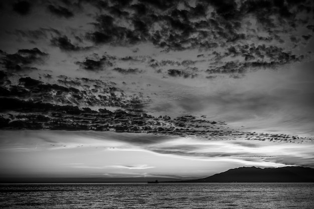 Paesaggio in bianco e nero con mare