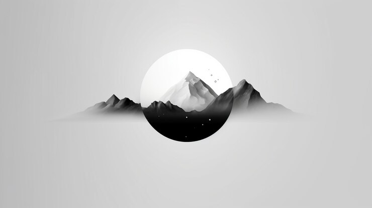 Free Photo black and white mountain background
