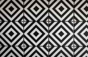 Free photo black and white plate in a geometric pattern on the floor minimalist design