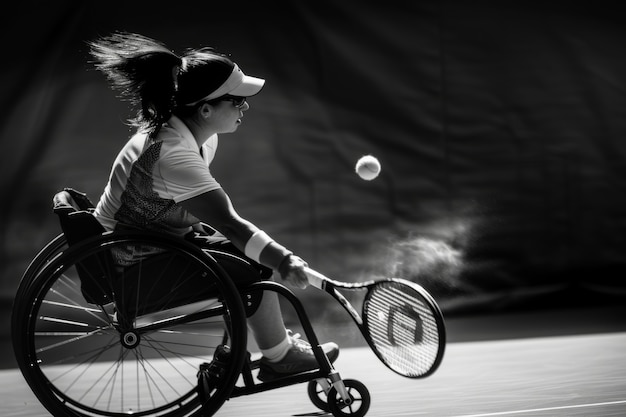 Black and white portrait of athlete competing in the paralympics championship games