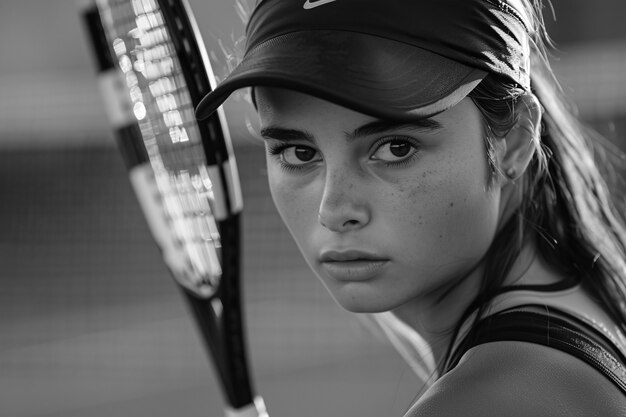 Free photo black and white portrait of athlete participating in the olympic championship sports