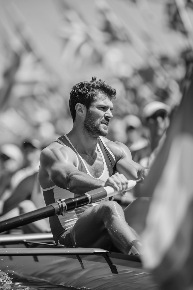 Free Photo black and white portrait of athlete participating in the olympic championship sports