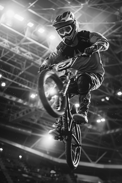 Black and white portrait of athlete participating in the olympic championship sports