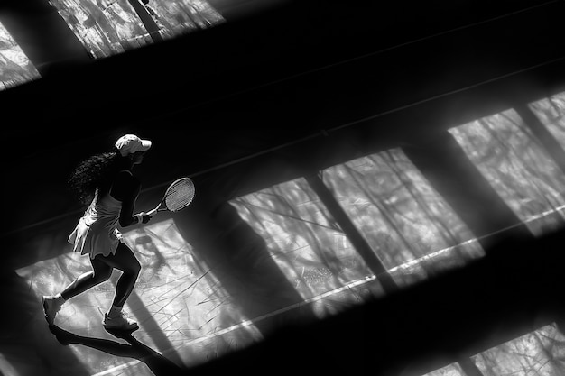 Black and white portrait of professional tennis player