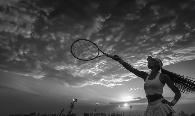 Black and white portrait of professional tennis player