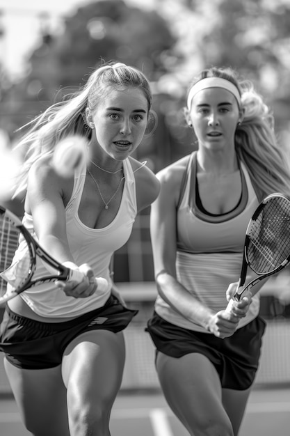 Free photo black and white portrait of professional tennis player