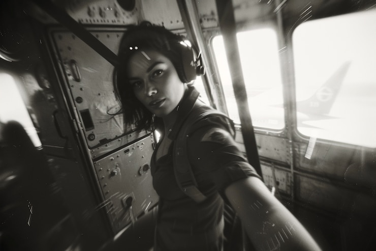 Free Photo black and white portrait of working woman in celebration of labour day