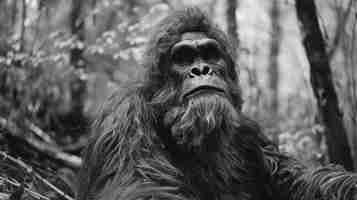 Free photo black and white representation of sasquatch hairy beast