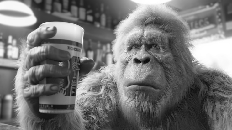Free Photo black and white representation of sasquatch hairy beast