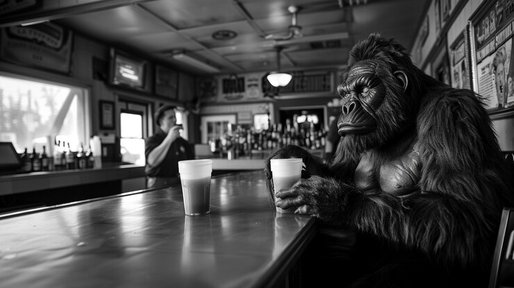 Free Photo black and white representation of sasquatch hairy beast