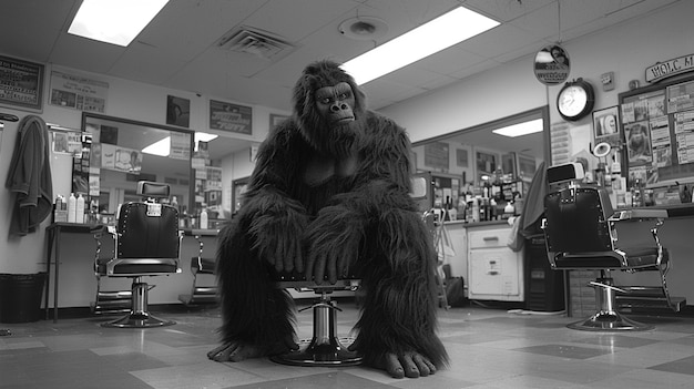 Free photo black and white representation of sasquatch hairy beast