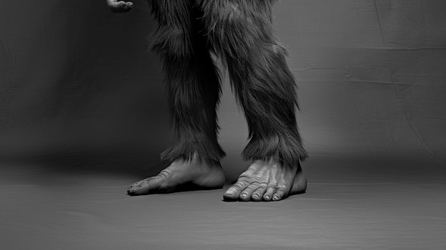 Free photo black and white representation of sasquatch hairy beast