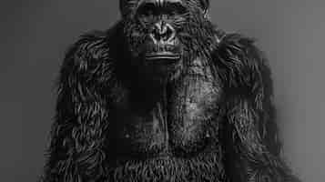 Free photo black and white representation of sasquatch hairy beast