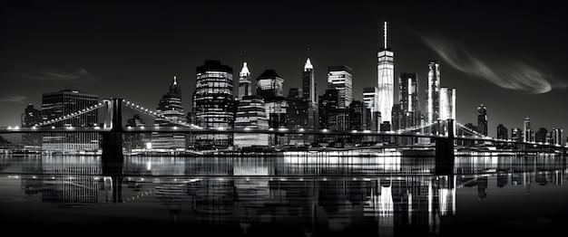 Foto gratuita vista in bianco e nero di new york city