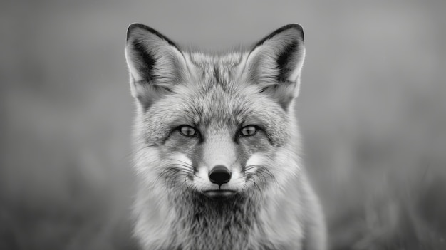 Foto gratuita black and white view of wild fox in its natural habitat