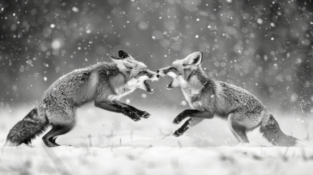 Foto gratuita veduta in bianco e nero della volpe selvatica nel suo habitat naturale