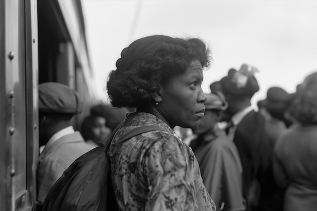 Free photo black and white vintage scene with people migrating to rural zones in old times