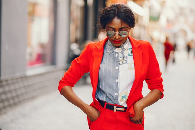 Black woman in a city