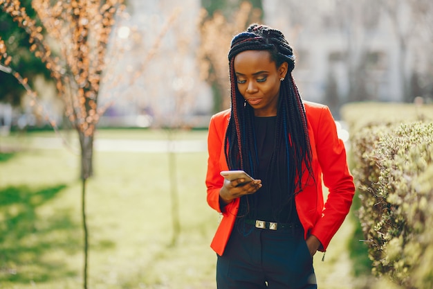 Black woman in a park