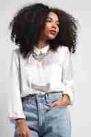 Free photo black woman with huge afro hair