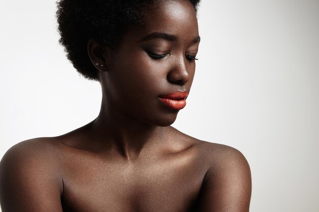 Black woman with ideal skin