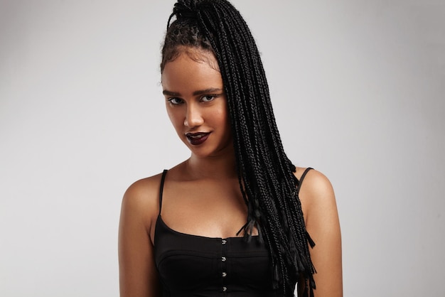 Free photo black woman with pony tail from braids