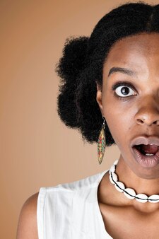 Black woman with a shocking facial expression
