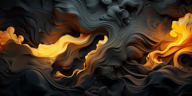 Black and Yellow Abstract Fluid Background