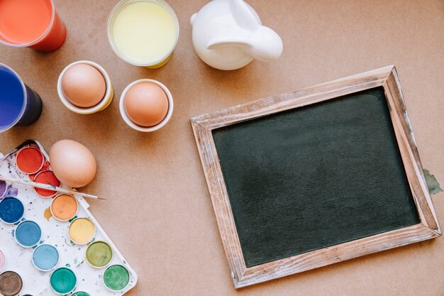 칠판과 그림을위한 계란