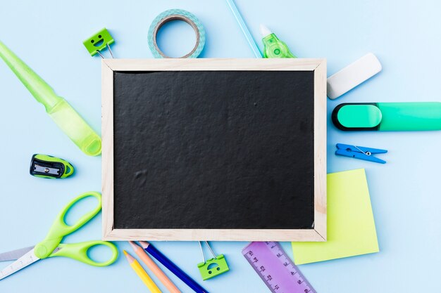 blackboard lying on stationery