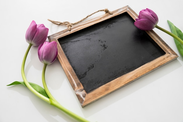 Free photo blackboard and roses