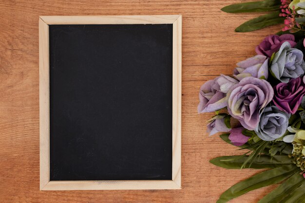 Blackboard with flowers