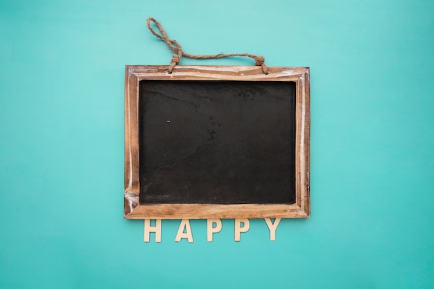 Blackboard with happy lettering