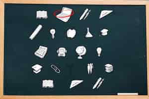 Free photo blackboard with icons