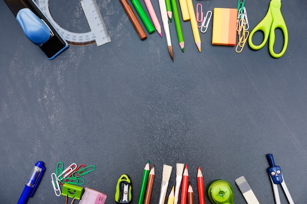 Blackboard with set of stationery 