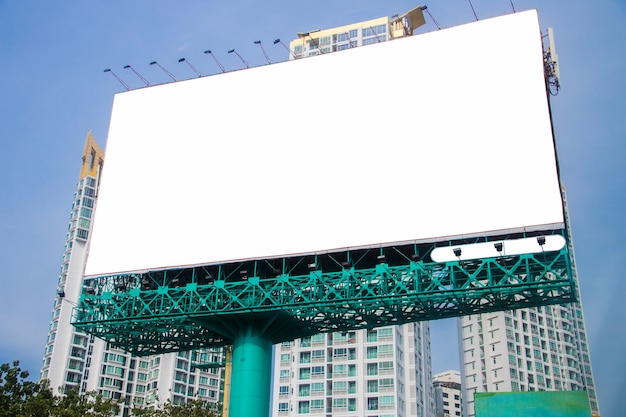 Blank white billboard on city street Photo | Free Download